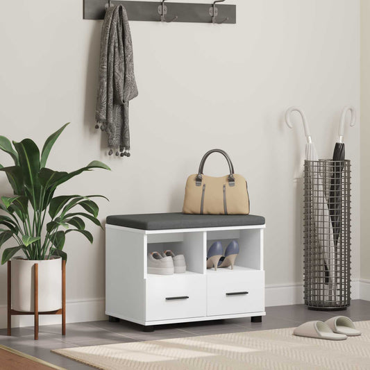 Panca per ingresso con cuscino Bianco 60 x 38 x 46 cm