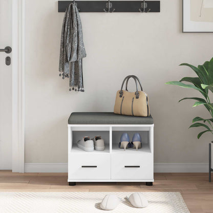 Panca per ingresso con cuscino Bianco 60 x 38 x 46 cm