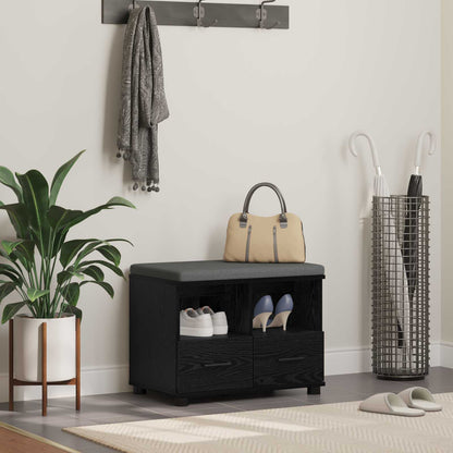 Panca per ingresso con cuscino Rovere Nero 60 x 38 x 46 cm
