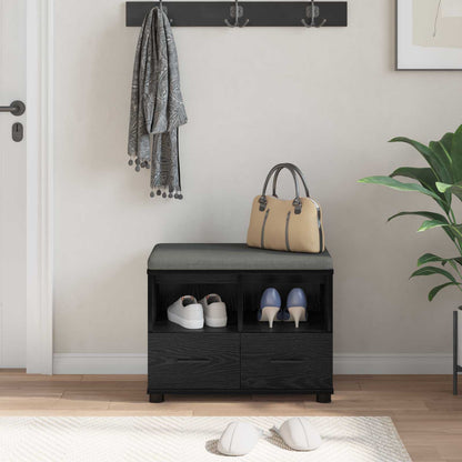 Panca per ingresso con cuscino Rovere Nero 60 x 38 x 46 cm