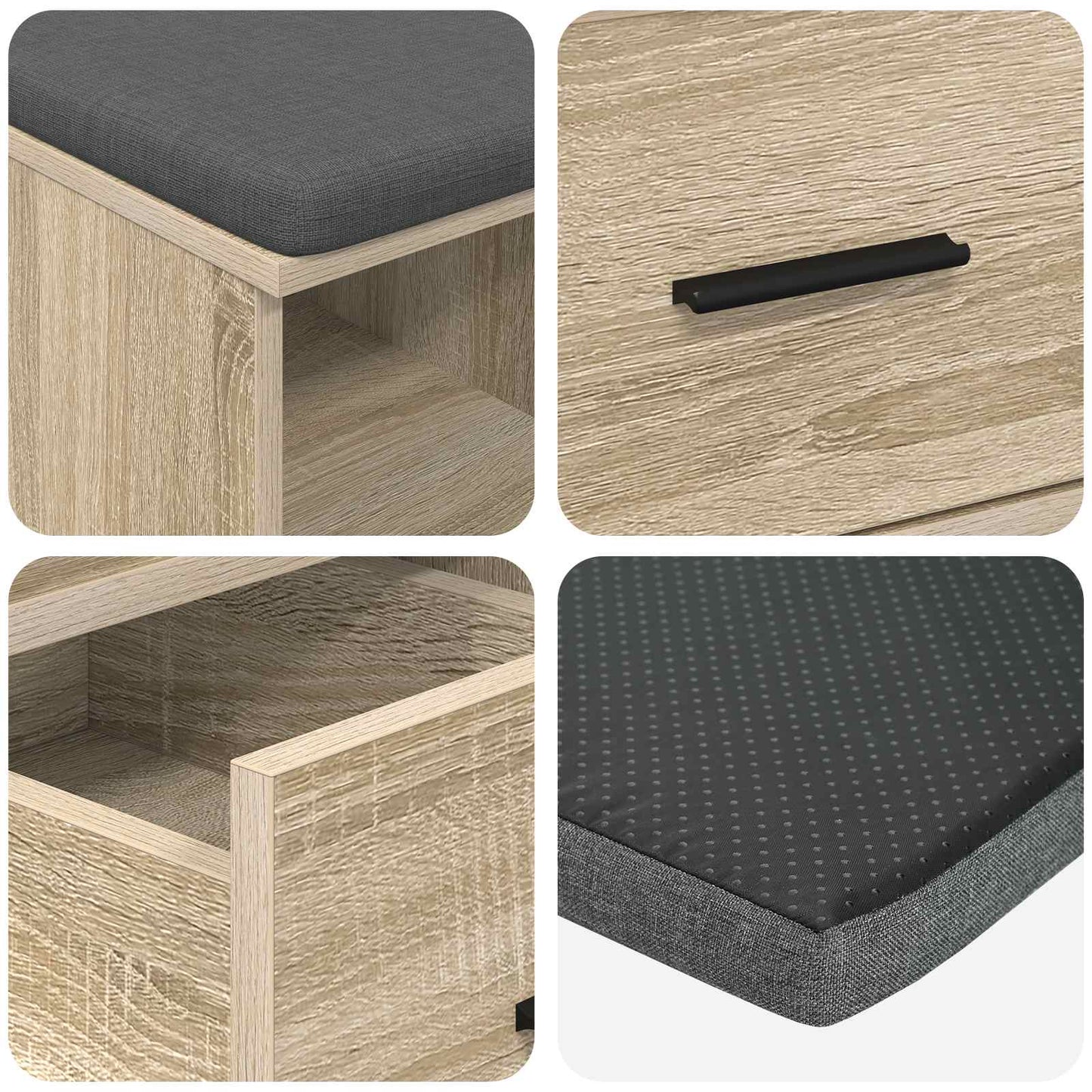 Panca per ingresso con cuscino Rovere Sonoma 60 x 38 x 46 cm