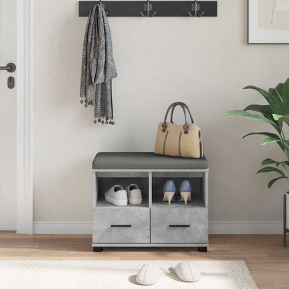 Panca per ingresso con cuscino Grigio cemento 60 x 38 x 46 cm