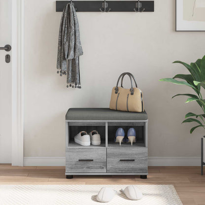 Panca per ingresso con cuscino Grigio Sonoma 60 x 38 x 46 cm