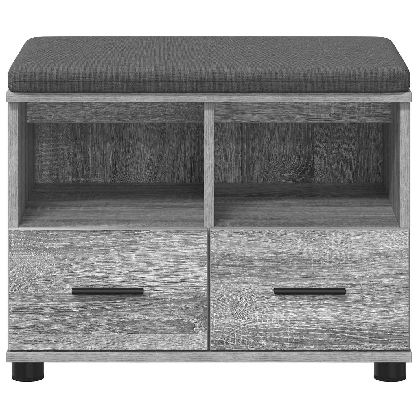 Panca per ingresso con cuscino Grigio Sonoma 60 x 38 x 46 cm