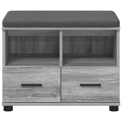 Panca per ingresso con cuscino Grigio Sonoma 60 x 38 x 46 cm