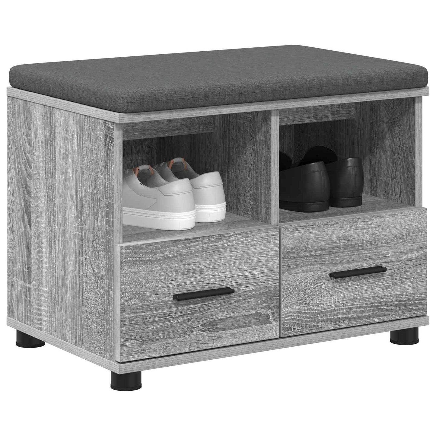 Panca per ingresso con cuscino Grigio Sonoma 60 x 38 x 46 cm