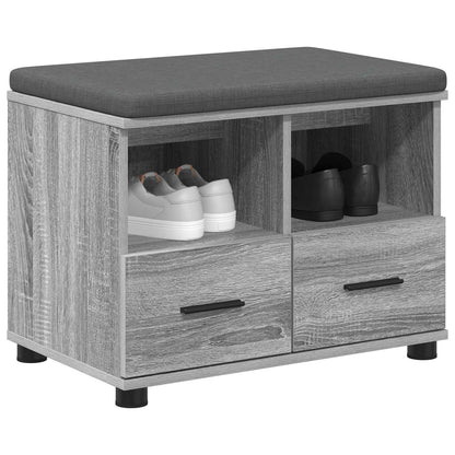 Panca per ingresso con cuscino Grigio Sonoma 60 x 38 x 46 cm