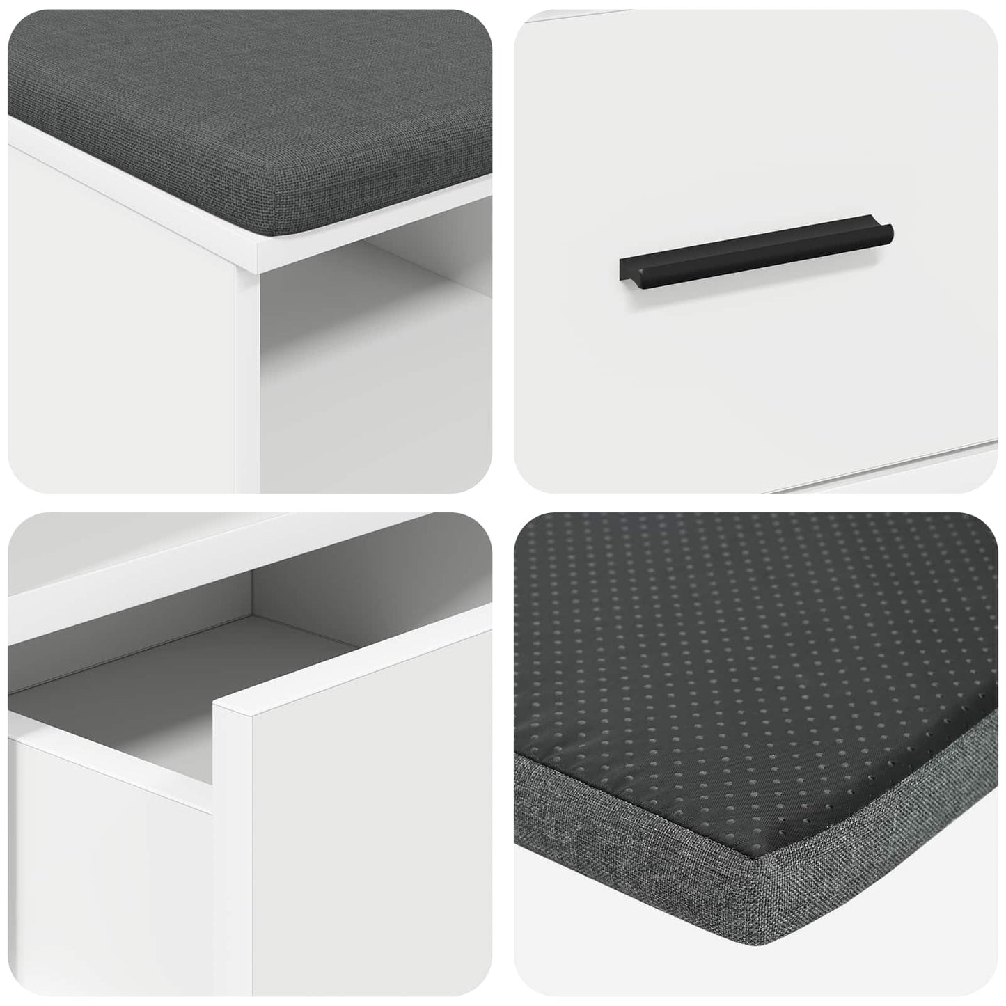 Panca per ingresso con cuscino Bianco 80 x 38 x 46 cm