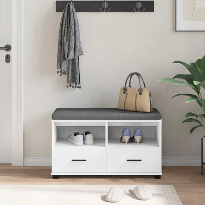 Panca per ingresso con cuscino Bianco 80 x 38 x 46 cm