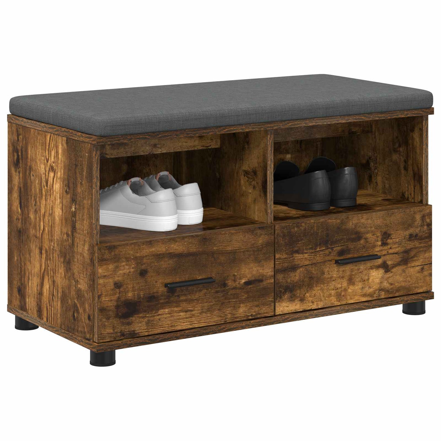 Panca per ingresso con cuscino Rovere fumé 80 x 38 x 46 cm