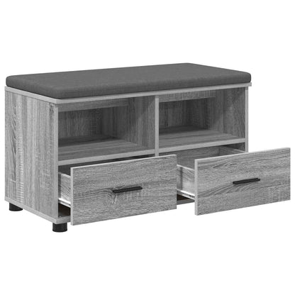 Panca per ingresso con cuscino Grigio Sonoma 80 x 38 x 46 cm