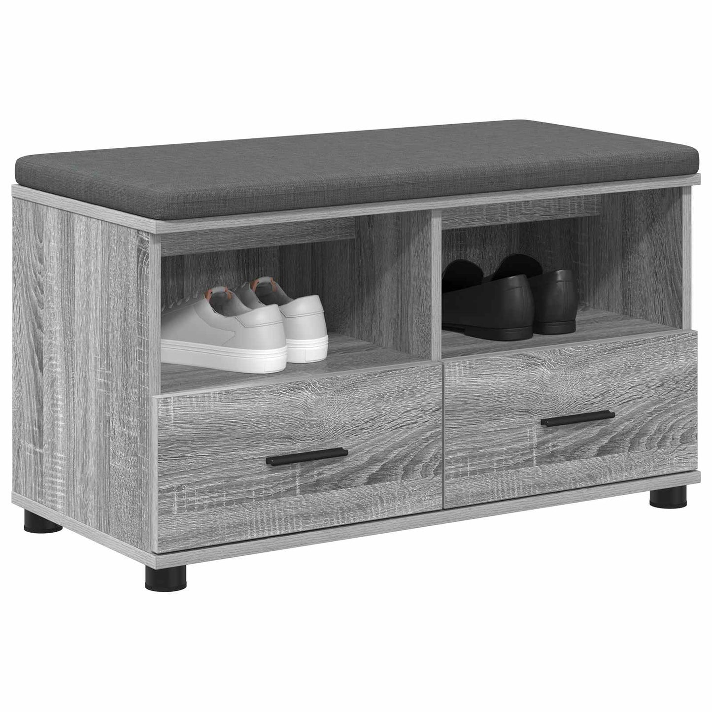 Panca per ingresso con cuscino Grigio Sonoma 80 x 38 x 46 cm