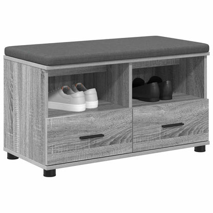 Panca per ingresso con cuscino Grigio Sonoma 80 x 38 x 46 cm