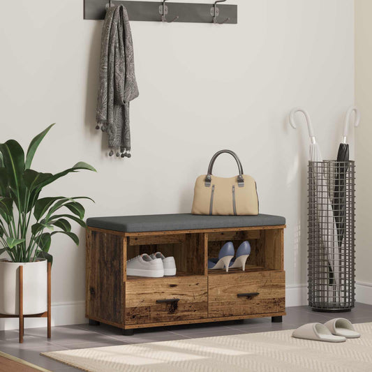 Panca per ingresso con cuscino Legno vecchio 80 x 38 x 46 cm