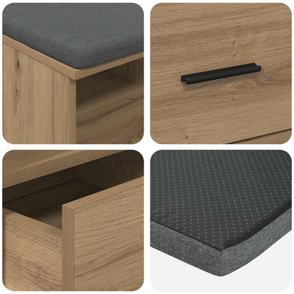 Panca per ingresso Rovere artigianale 80 x 38 x 46 cm