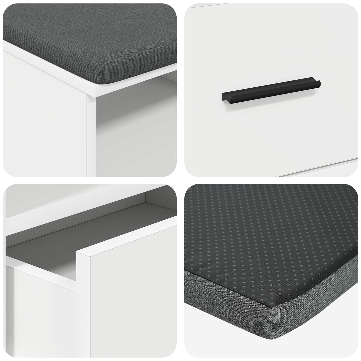 Panca per ingresso con cuscino Bianco 100 x 38 x 46 cm