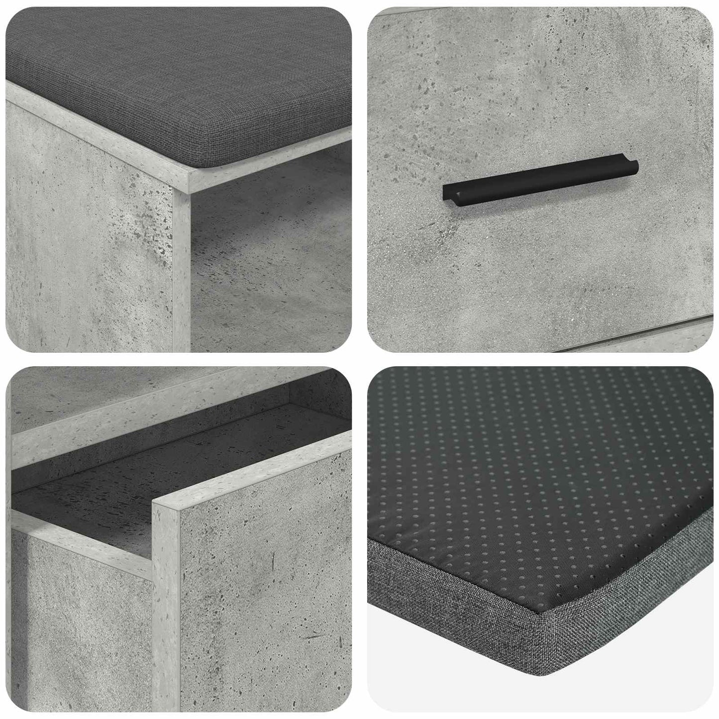 Panca per ingresso con cuscino Grigio Cemento 100 x 38 x 46 cm | homemem39