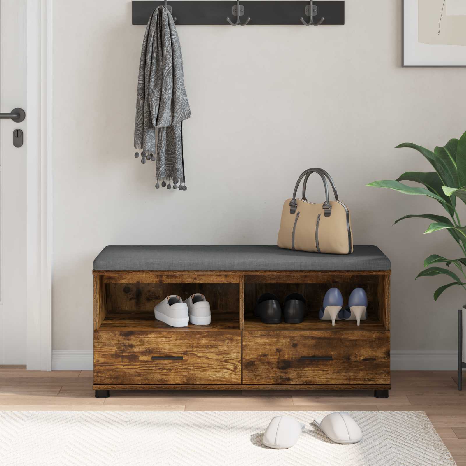 Panca per ingresso Quercia Affumicata 100 x 38 x 46 cm | homemem39