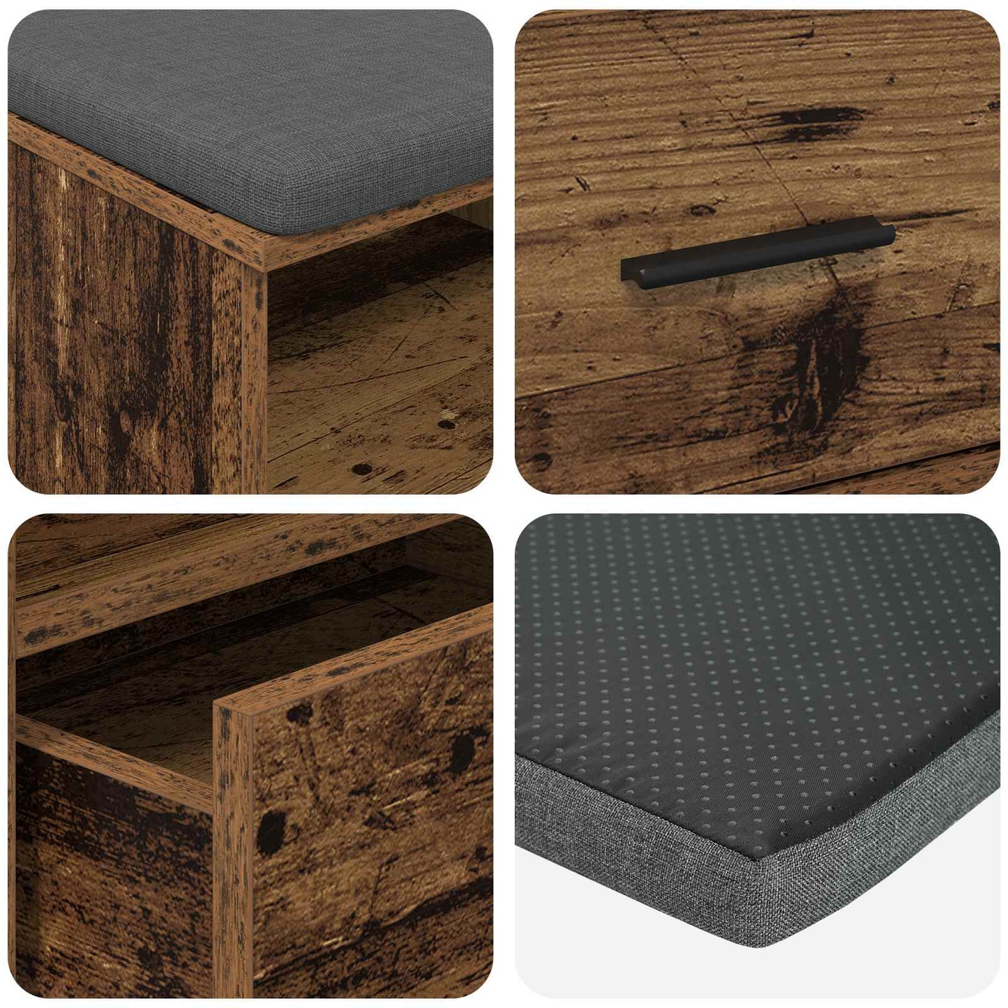 Panca per ingresso con cuscino Legno vecchio 100 x 38 x 46 cm | homemem39