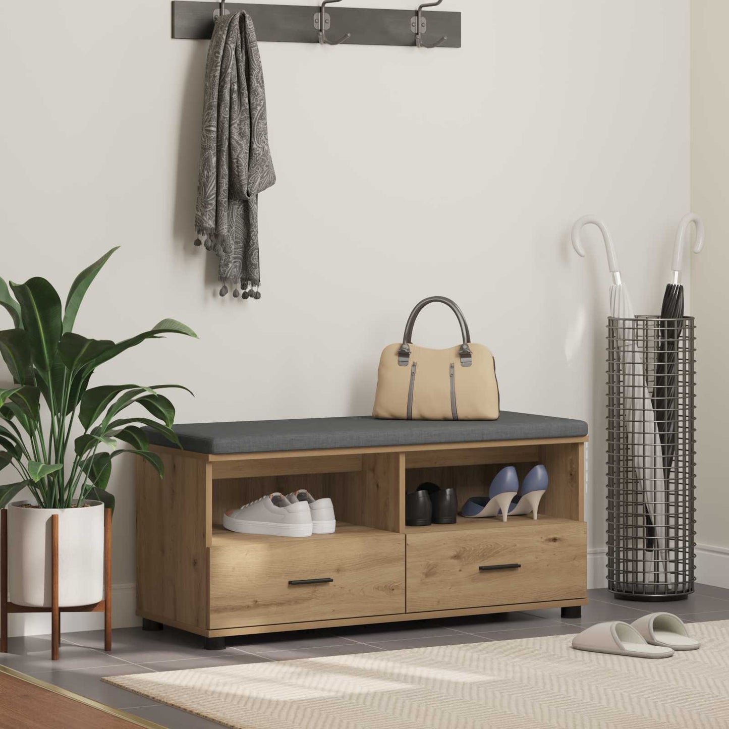 Panca per ingresso Rovere artigianale 100 x 38 x 46 cm