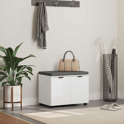 Panca per ingresso con cuscino con porta Bianco 60 x 38 x 46 cm