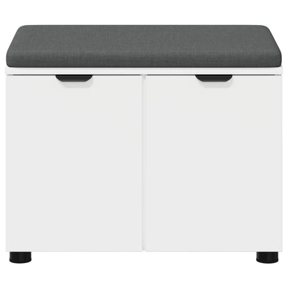 Panca per ingresso con cuscino con porta Bianco 60 x 38 x 46 cm