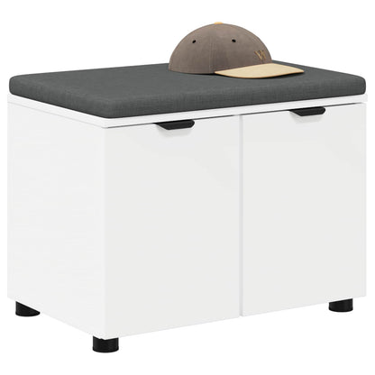 Panca per ingresso con cuscino con porta Bianco 60 x 38 x 46 cm