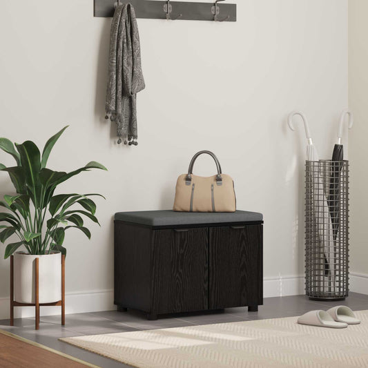 Panca per ingresso con cuscino Rovere Nero 60 x 38 x 46 cm