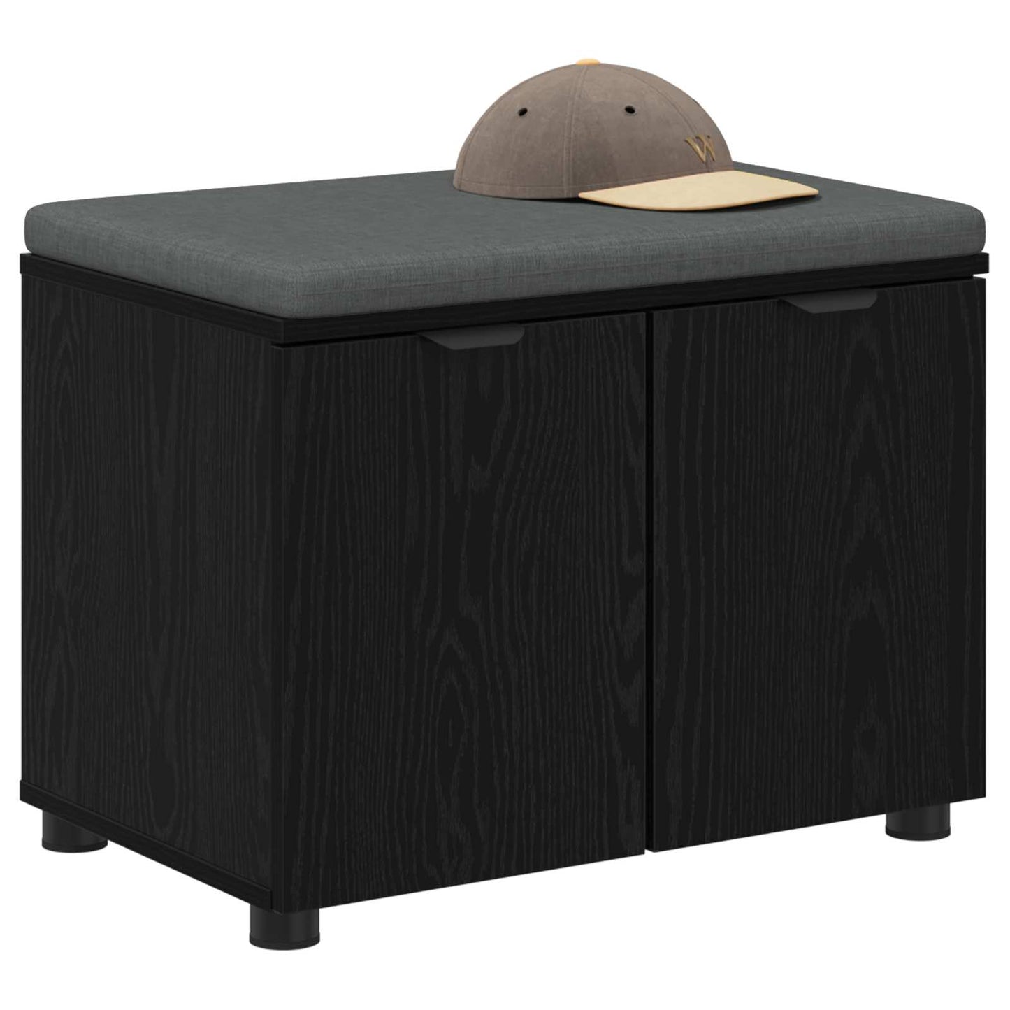 Panca per ingresso con cuscino Rovere Nero 60 x 38 x 46 cm