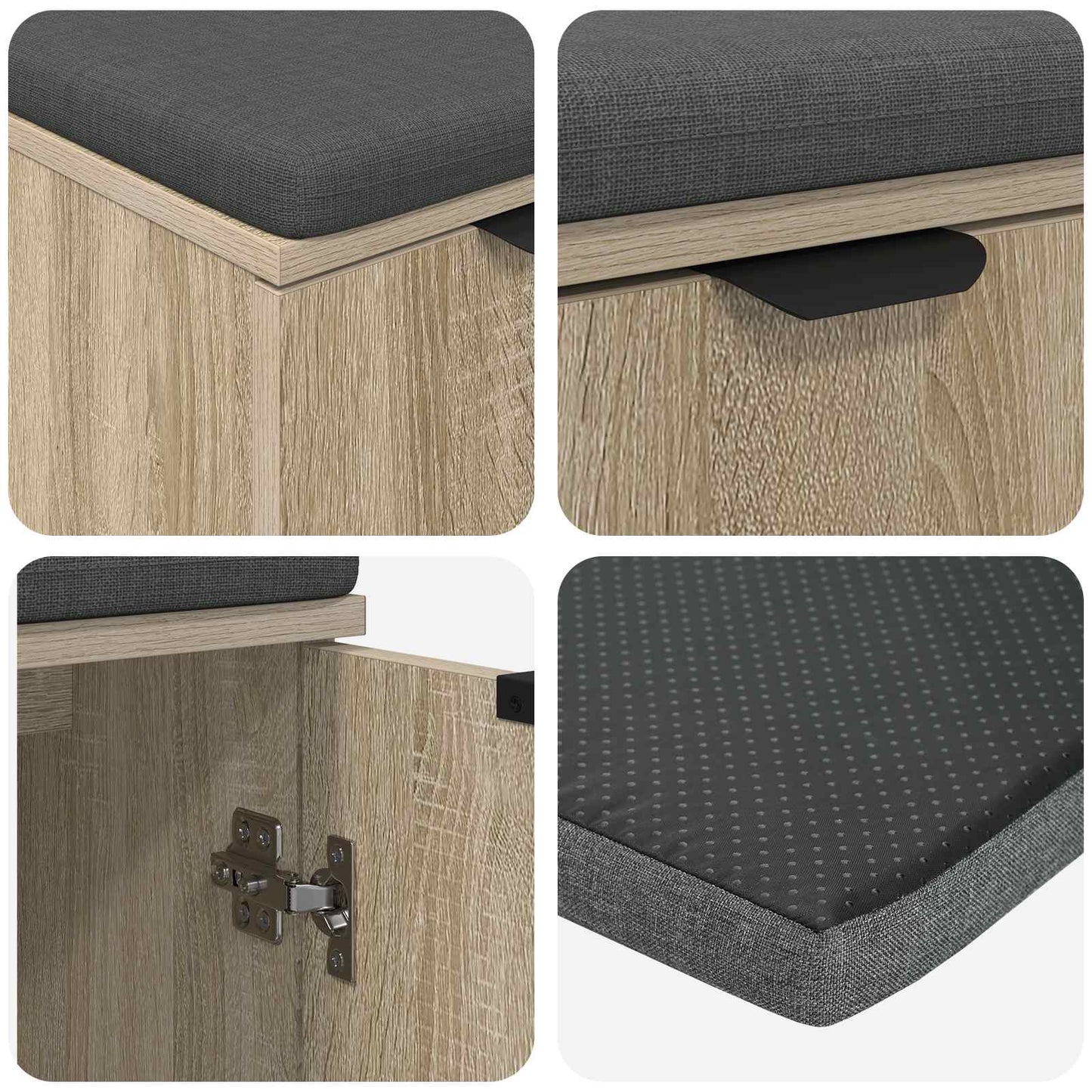 Panca per ingresso con cuscino Rovere Sonoma 60 x 38 x 46 cm
