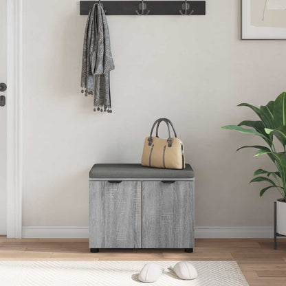 Panca per ingresso con cuscino Grigio Sonoma 60 x 38 x 46 cm