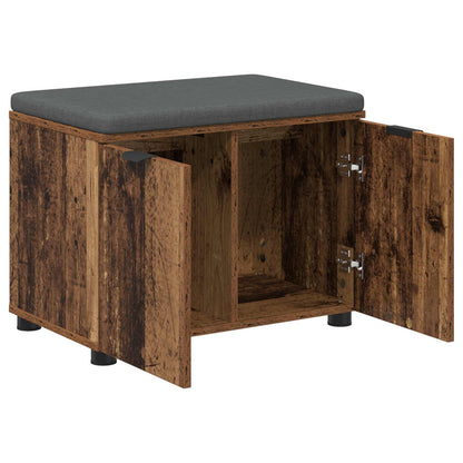Panca per ingresso con cuscino Legno vecchio 60 x 38 x 46 cm