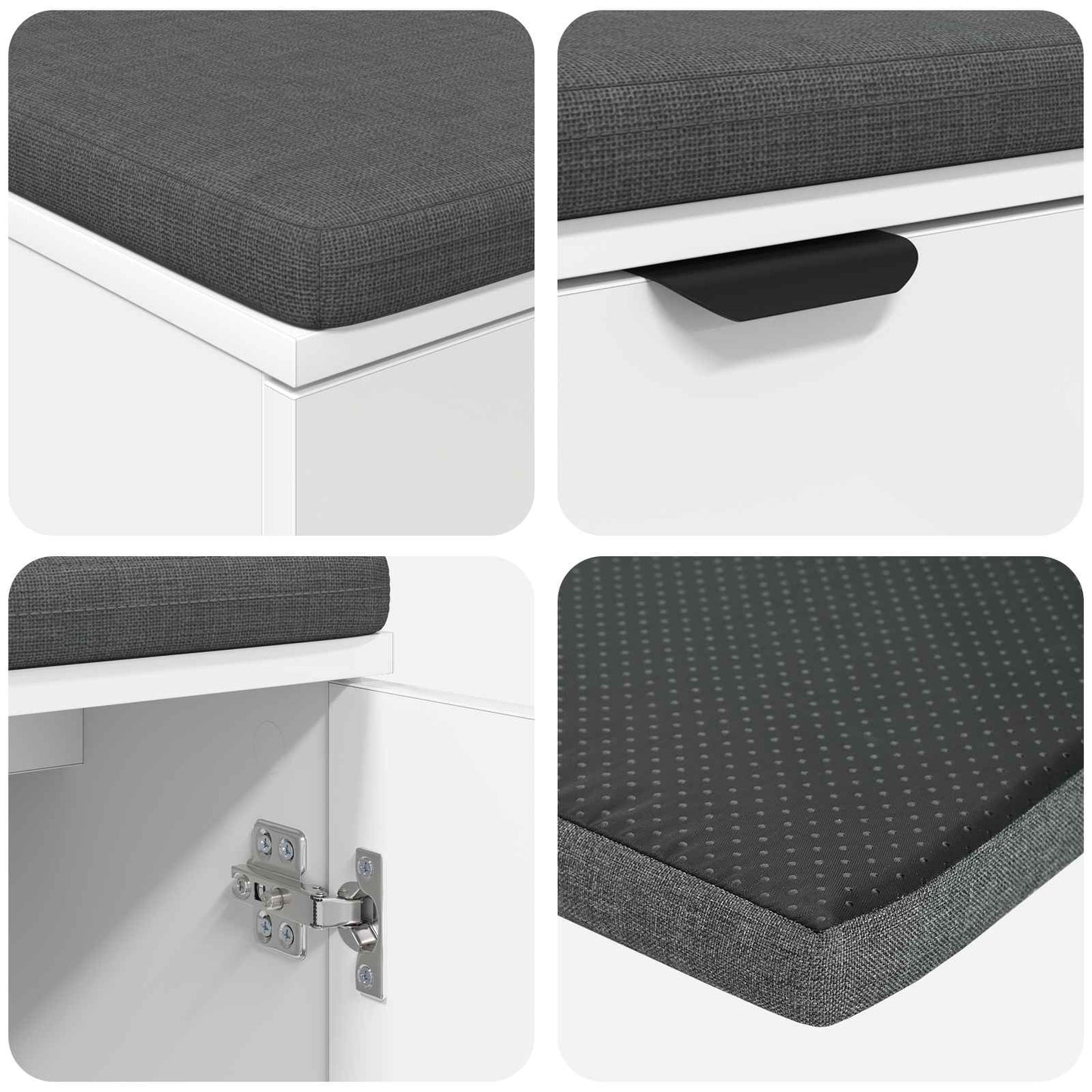 Panca per ingresso con cuscino con porta Bianco 80 x 38 x 46 cm | homemem39