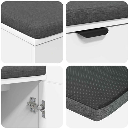 Panca per ingresso con cuscino con porta Bianco 80 x 38 x 46 cm | homemem39