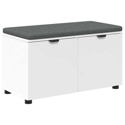 Panca per ingresso con cuscino con porta Bianco 80 x 38 x 46 cm | homemem39