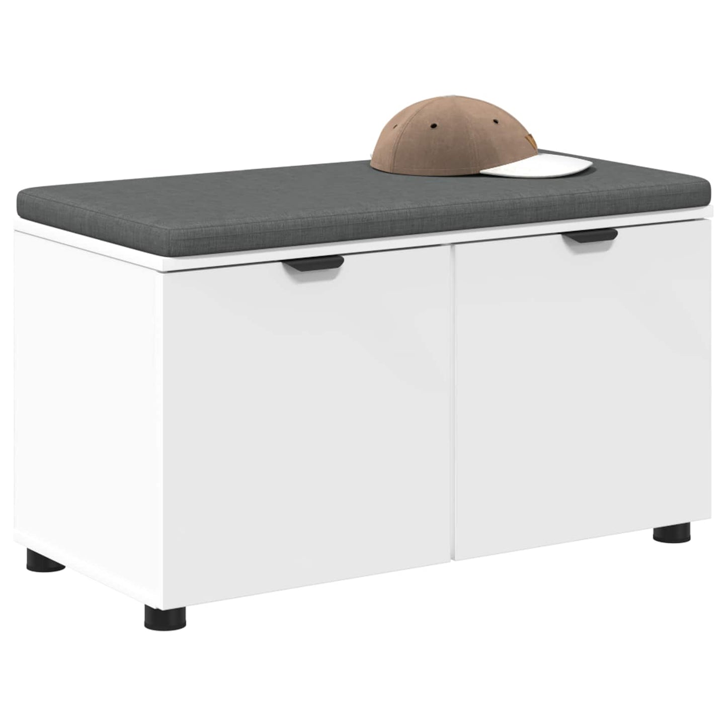 Panca per ingresso con cuscino con porta Bianco 80 x 38 x 46 cm | homemem39
