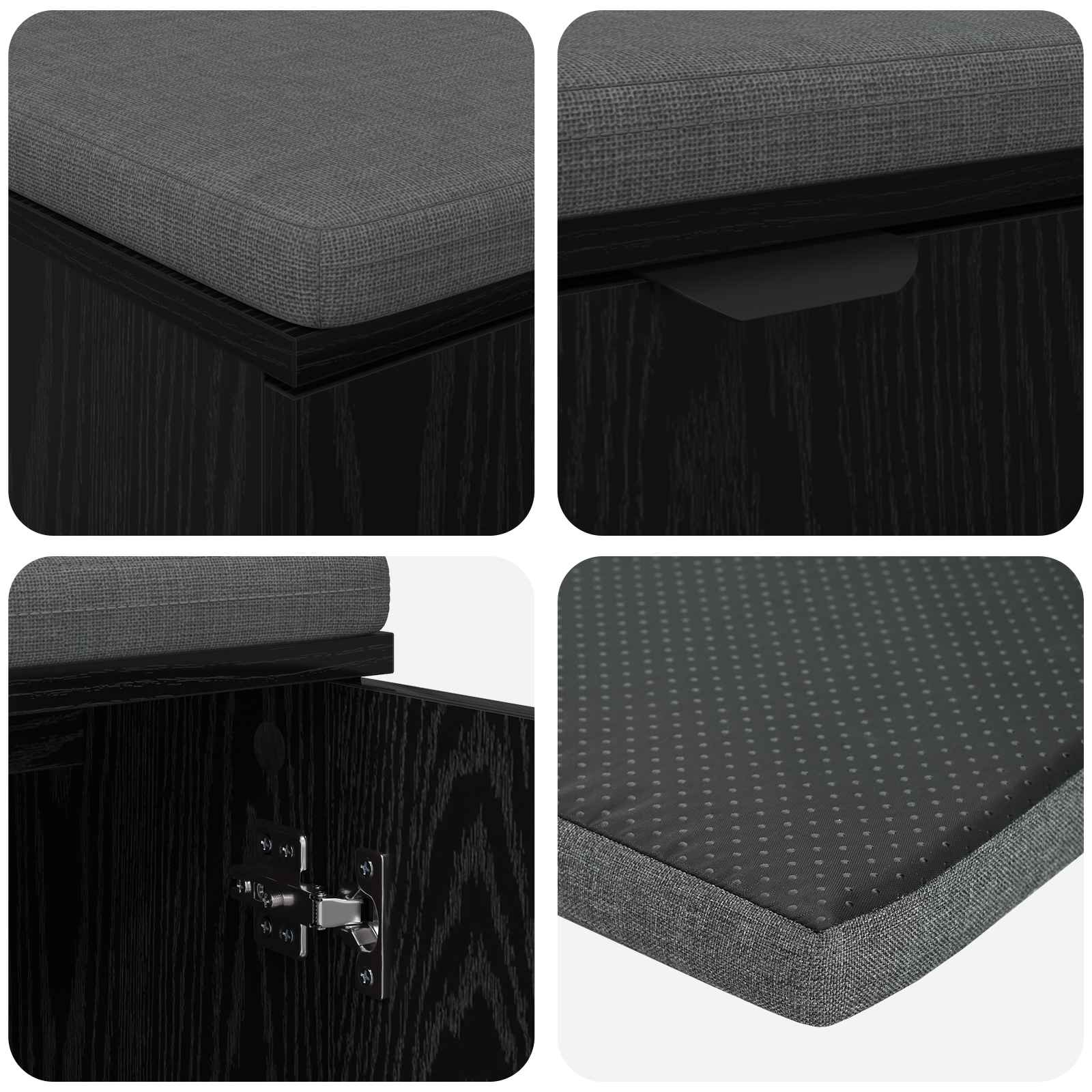 Panca per ingresso con cuscino Rovere Nero 80 x 38 x 46 cm | homemem39