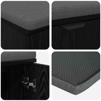 Panca per ingresso con cuscino Rovere Nero 80 x 38 x 46 cm | homemem39
