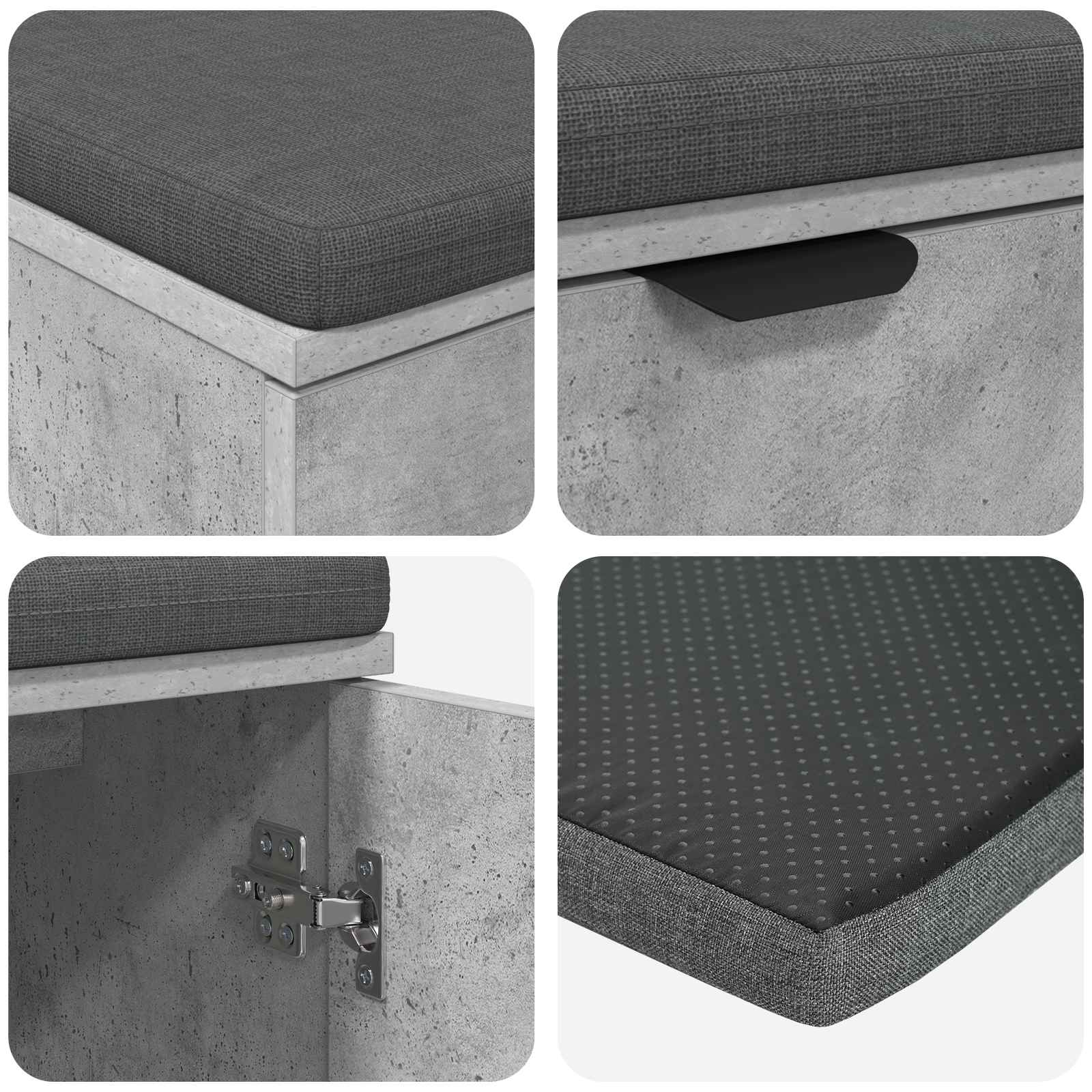 Panca per ingresso con cuscino Grigio Cemento 80 x 38 x 46 cm | homemem39