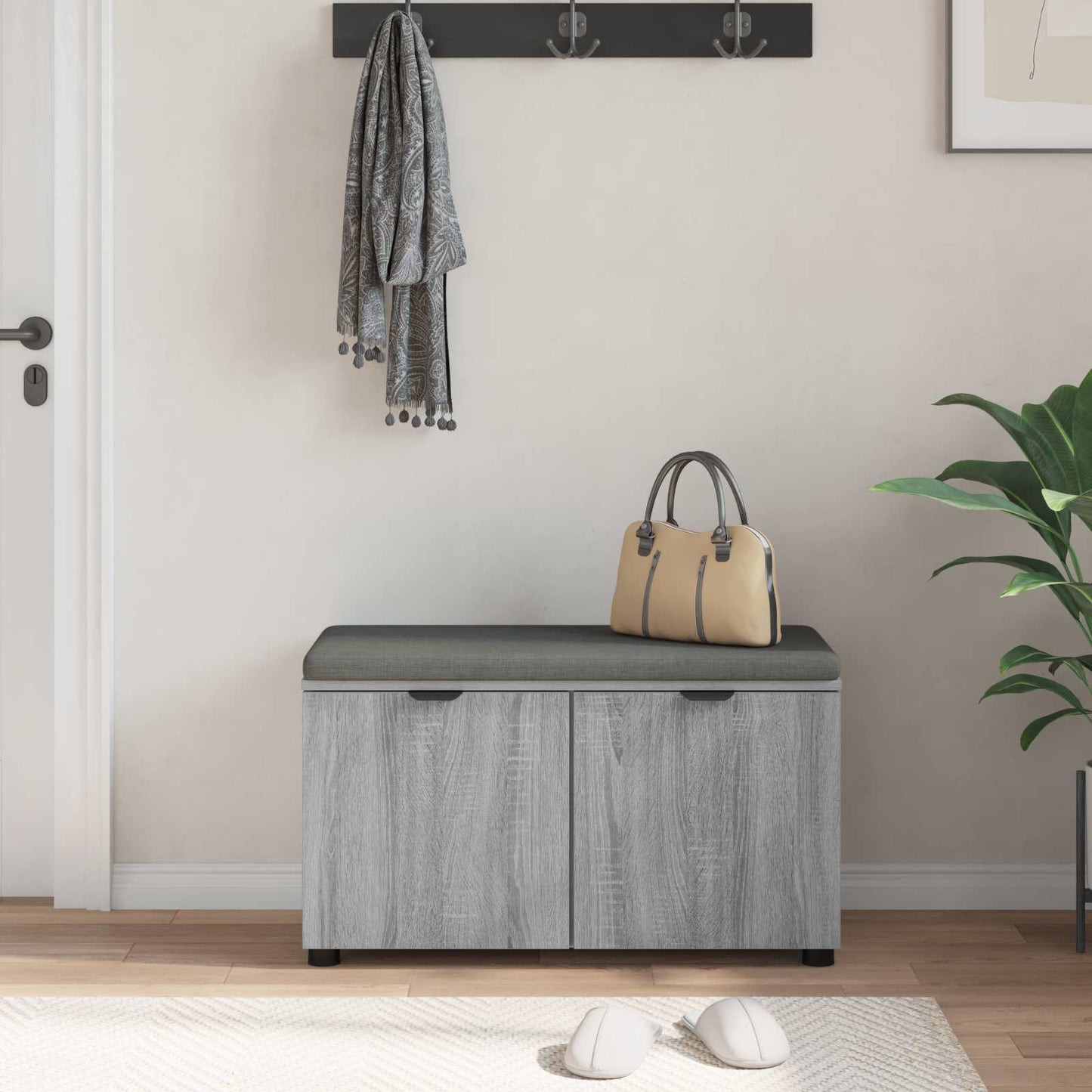 Panca per ingresso con cuscino Sonoma grigia 80 x 38 x 46 cm | homemem39