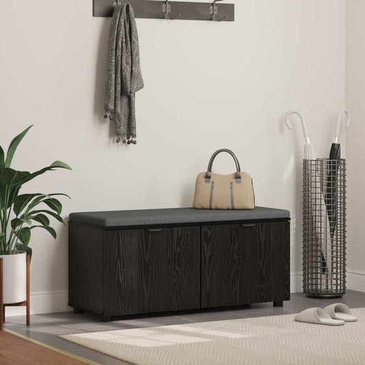 Panca per ingresso con cuscino Rovere Nero 100 x 38 x 46 cm