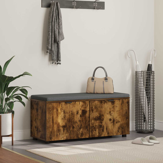 Panca per ingresso con cuscino Rovere fumé 100 x 38 x 46 cm