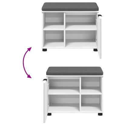 Panca per ingresso con cuscino con porta Bianco 60 x 38 x 46 cm | homemem39