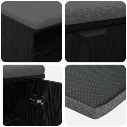 Panca per ingresso con cuscino Rovere Nero 60 x 38 x 46 cm