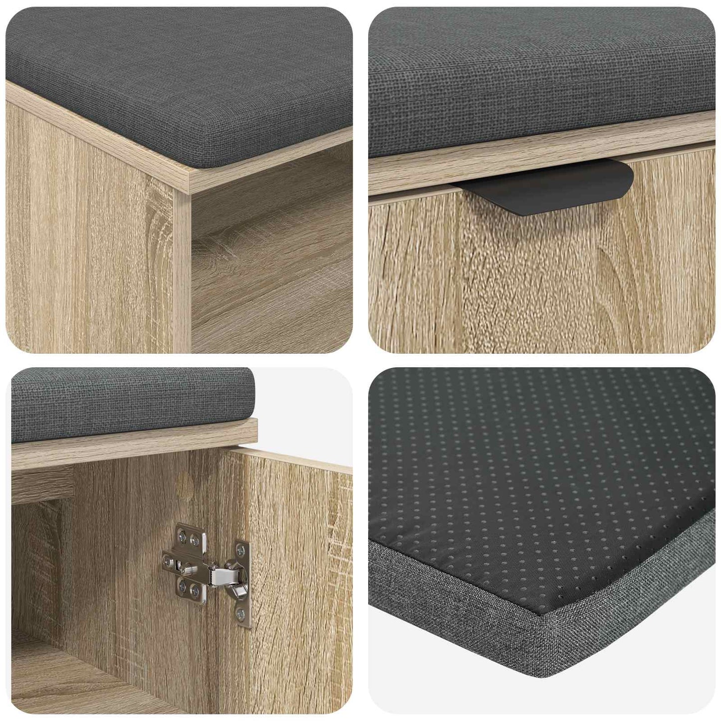 Panca per ingresso con cuscino Rovere Sonoma 60 x 38 x 46 cm