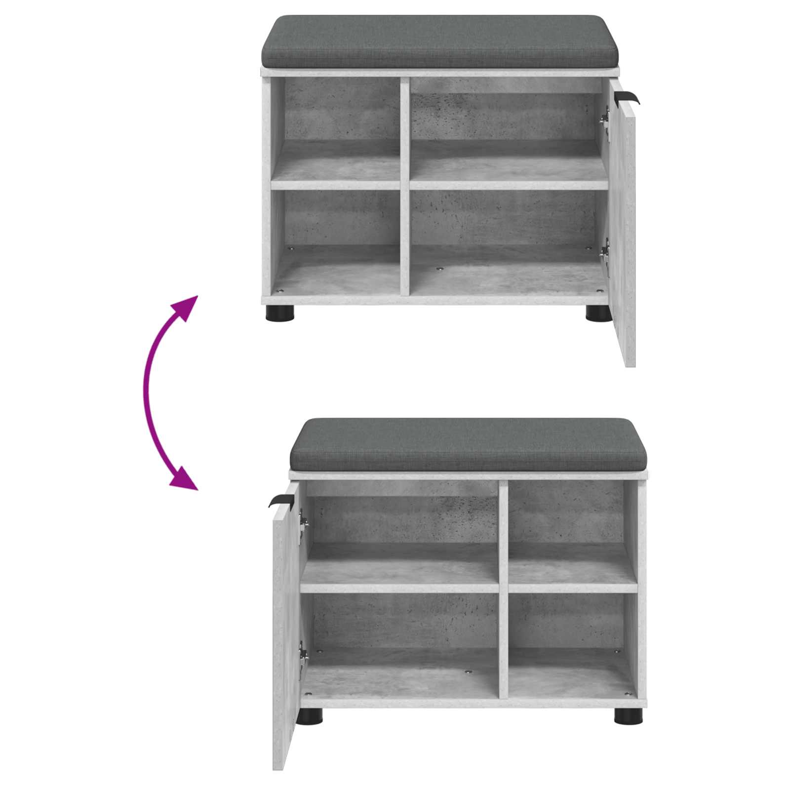 Panca per ingresso con cuscino Grigio Cemento 60 x 38 x 46 cm | homemem39
