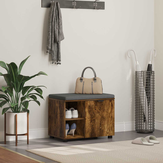 Panca per ingresso con cuscino Rovere fumé 60 x 38 x 46 cm