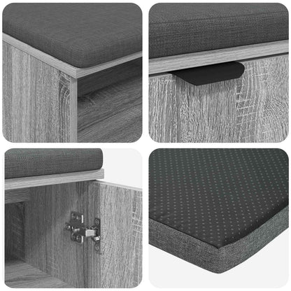 Panca per ingresso con cuscino Grigio Sonoma 60 x 38 x 46 cm