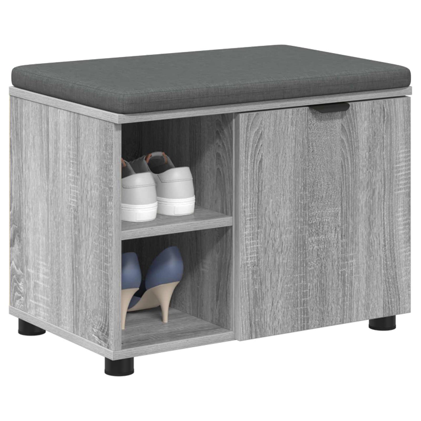 Panca per ingresso con cuscino Grigio Sonoma 60 x 38 x 46 cm