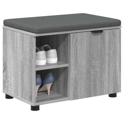 Panca per ingresso con cuscino Grigio Sonoma 60 x 38 x 46 cm